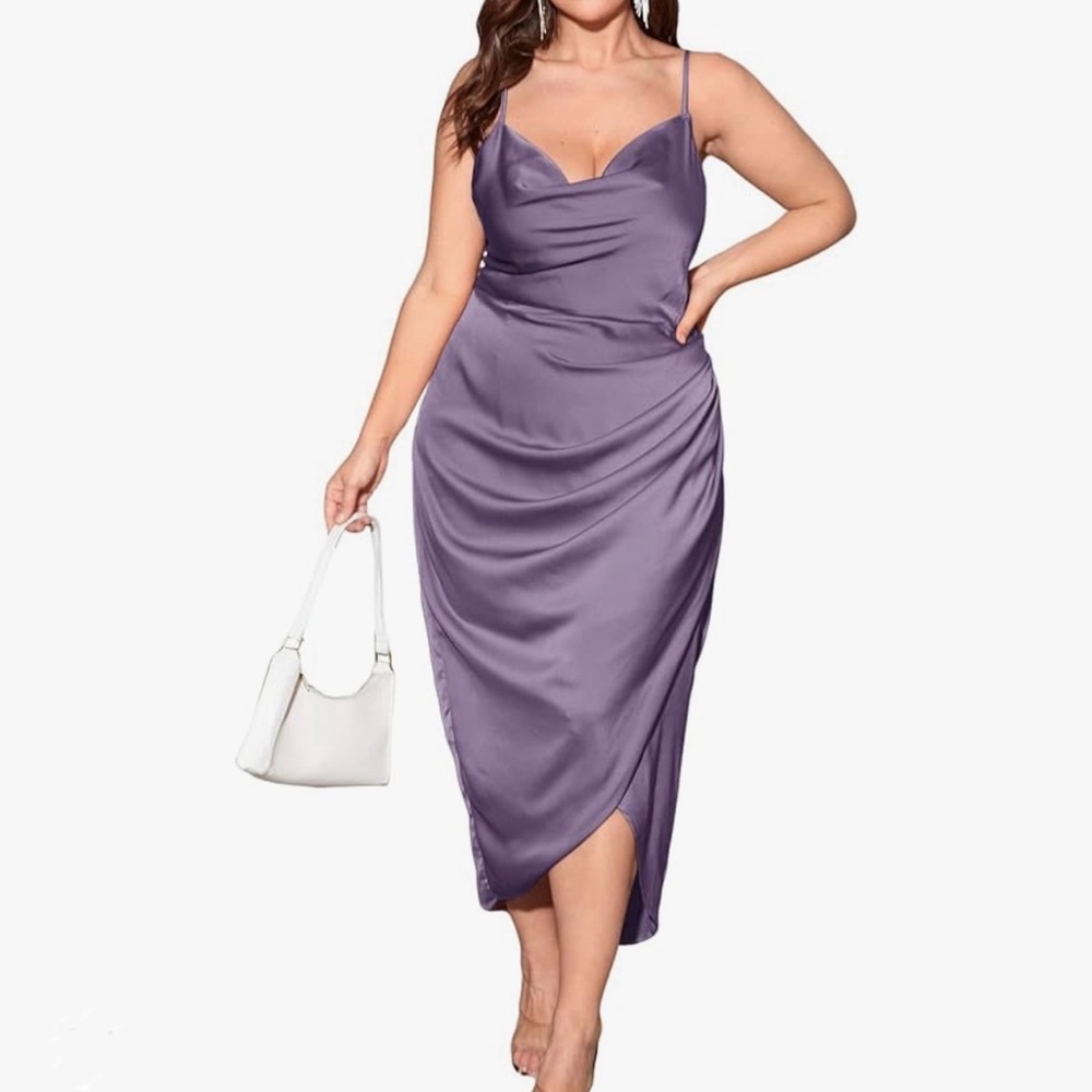 3XL Satin Dusty Purple Dress